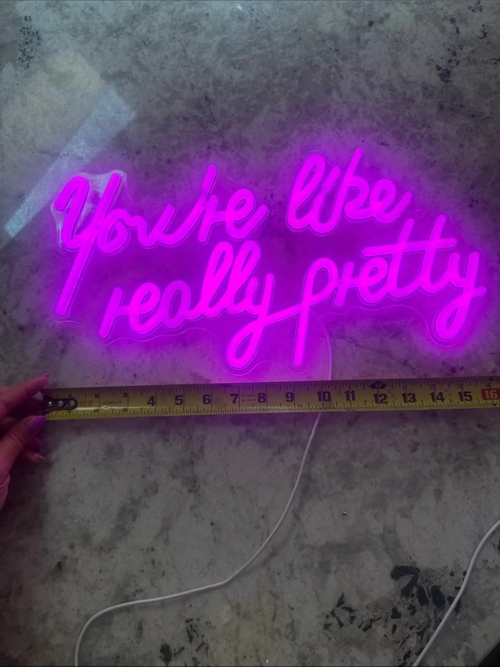 Neon Script Wall Sign - 'You're Like Really Pretty' in Pink